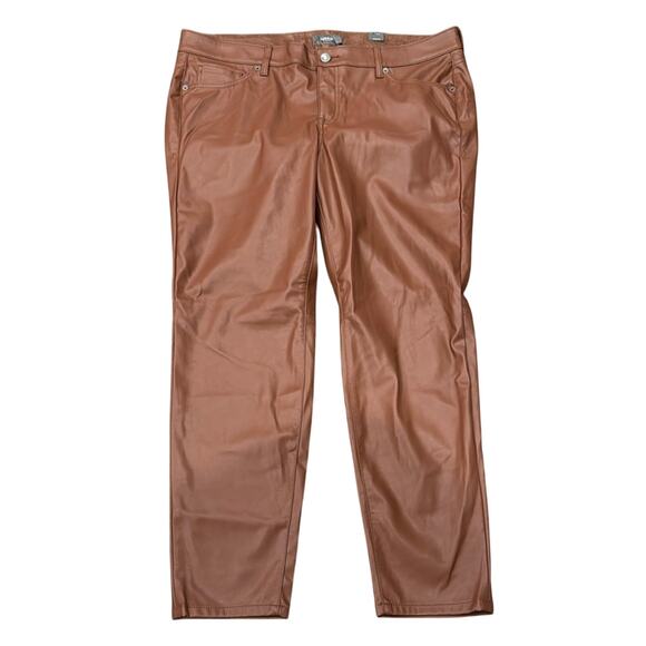 NWT Torrid Women's Perfect Skinny Faux Leather Mid Rise Pant Root Beer 18T - Picture 3 of 10